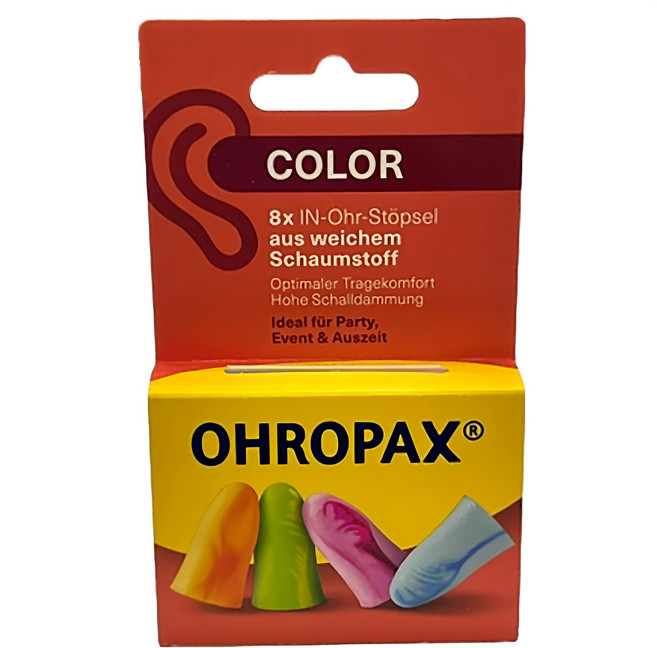 OHROPAX 安耳悠 COLOR 泡棉耳塞 隔音消音抗噪舒適, 1盒, 4組