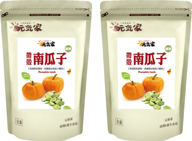 元氣家 綠茶帶殼南瓜子, 200g, 2包