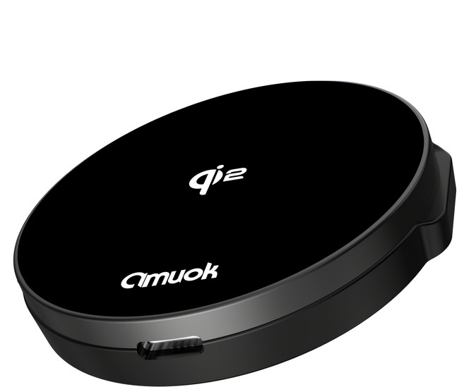 amuok 艾默克 極簡mini Qi2 磁吸無線充電器 支架款 原廠保固, 黑色, 1個