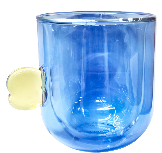 GOODGLAS 好玻 Candy Mug 拼接雙層玻璃杯 - 300ml手工硼玻璃杯 耐熱至120度C, 柳丁 藍色, 1個