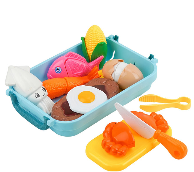 牛排海鮮美食切切樂8件組 附收納籃 +刀夾子 + 砧板 ST-848A, 1組, 顏色隨機