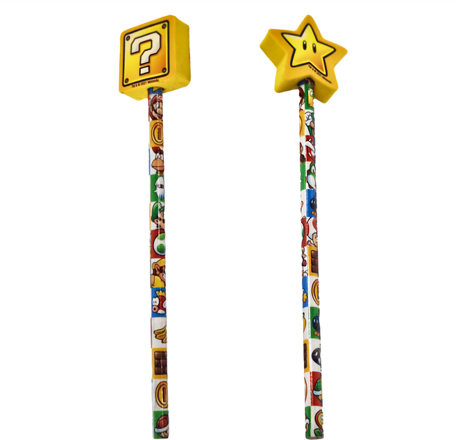 PYRAMID INTERNATIONAL 超級瑪利歐 SUPER MARIO 造型鉛筆2入組, 黃色, 1組