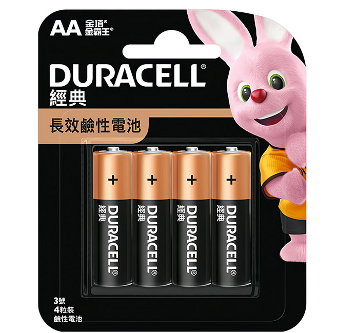 DURACELL 金頂 鹼性電池 3號 AA, 4顆, 1組