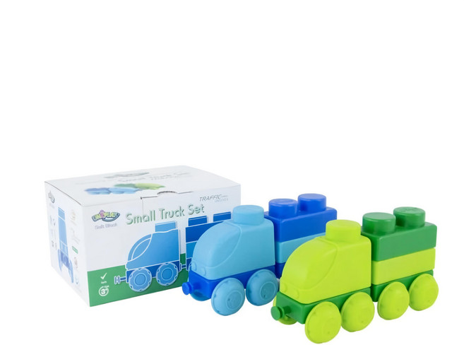UNiPLAY 小卡車軟積木組 交通系列 抗菌 台灣製造, 藍色 + 綠色, 1組