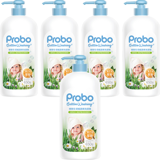 Probo 博寶兒 奶瓶蔬果洗潔精, 650g, 5瓶