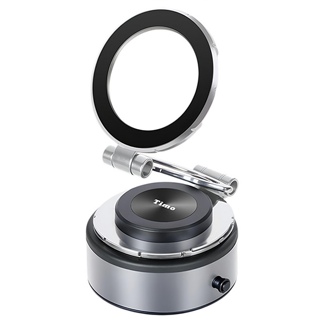 Timo 360度旋轉 電動真空吸附摺疊磁吸支架, 銀色, 1個