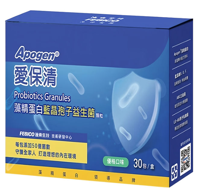 FEBICO 遠東生技 Apogen 愛保清 藻精蛋白藍晶孢子益生菌顆粒 2g, 30包, 1盒