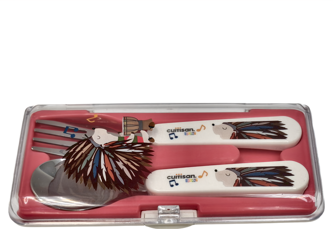 cuitisan 酷夢系列 幼兒小刺蝟湯叉組 210 x 100 x 20mm 138g, 威尼斯紅, 湯匙 + 叉子 + 收納盒, 1組