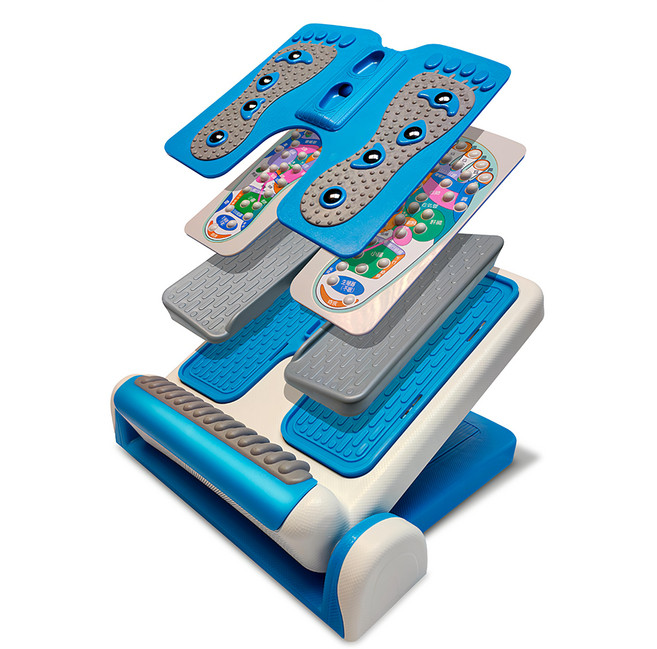 Bridgeport 台灣橋堡 5IN1 磁石 穴道 按摩 腿型矯正 拉筋板, 藍色