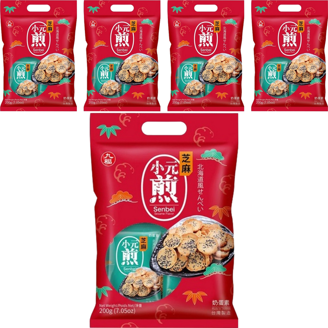 九福 芝麻小元煎 蛋奶素, 200g, 5袋