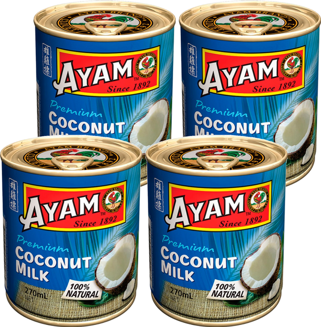 AYAM 雄雞標 特級椰奶罐頭 100%天然, 270ml, 4罐