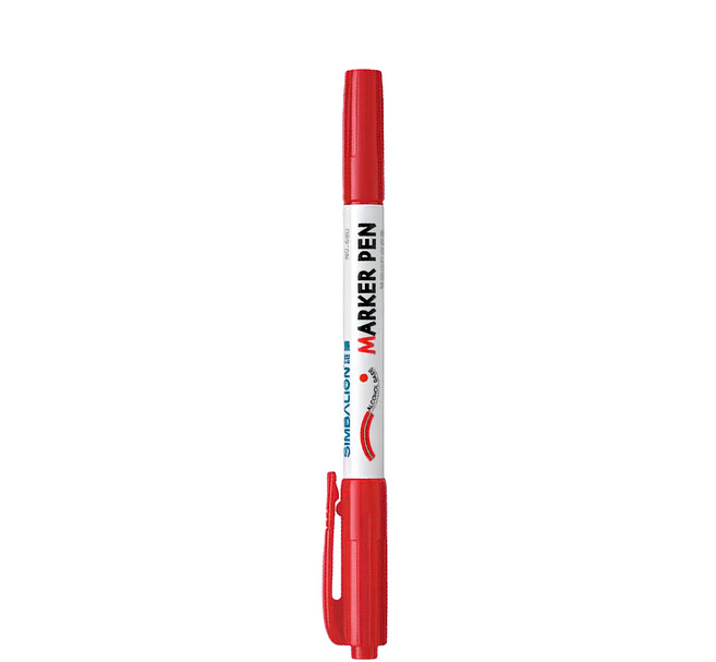 SIMBALION 雄獅 No.680 雙頭油性奇異筆 0.5/1.0mm, 紅色, 12支