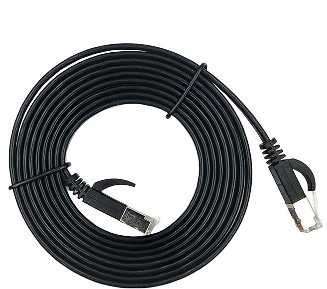 POLYWELL 寶利威爾 CAT6A 高速網路扁線 PW15-W48-D153, 2m, 黑色, 1條