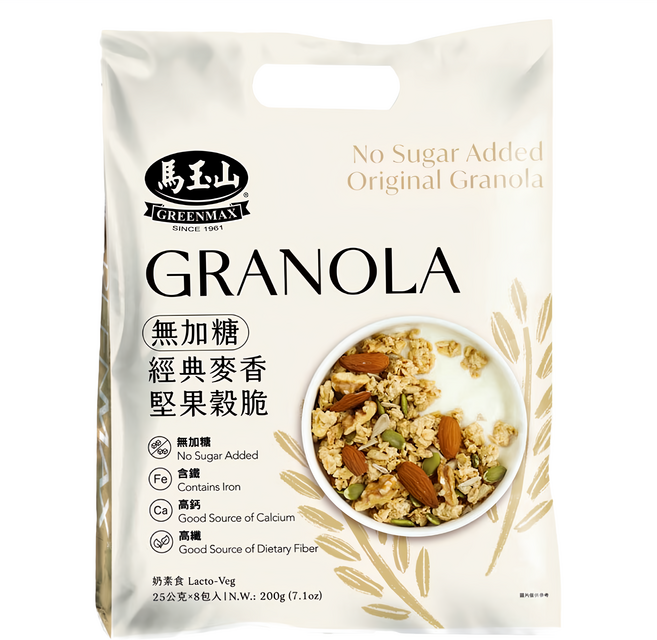 馬玉山 無加糖經典麥香堅果穀脆 8包, 200g, 1袋