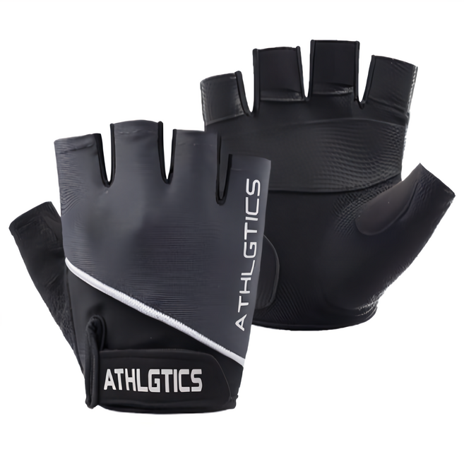 AHOYE 可調式透氣訓練手套/運動手套/半指手套/健身手套/騎行手套, 黑色, 1雙