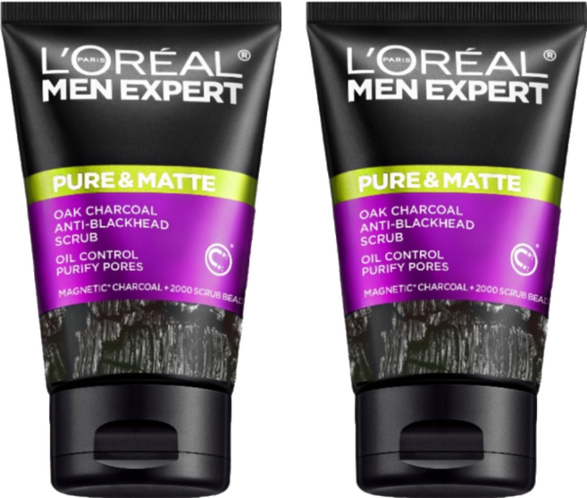 L'OREAL PARiS 巴黎萊雅 台灣公司貨 炭黑去油微粒洗面乳, 100ml, 2條