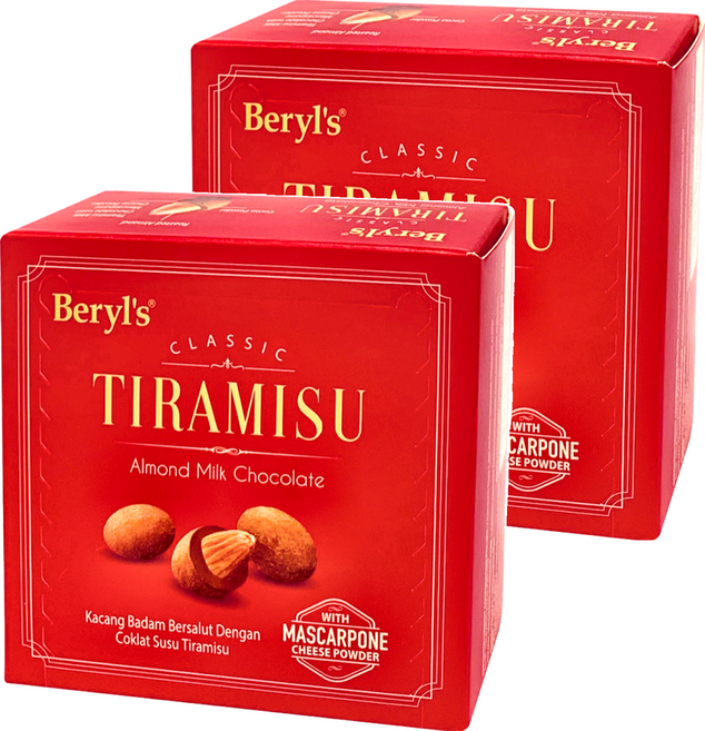 Beryl's 杏仁夾心提拉米蘇風味牛奶巧克力 添加植物油, 65g, 2盒