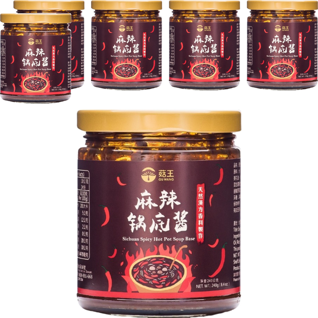 菇王 麻辣鍋底醬, 240g, 6罐