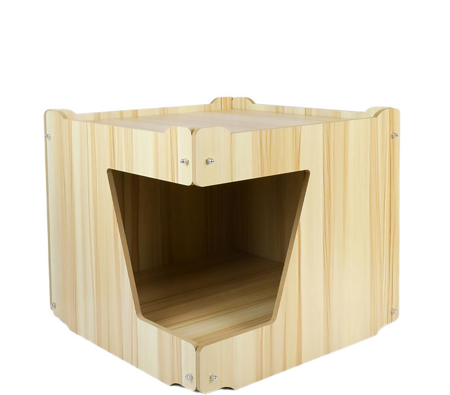 貓本屋 雙層木紋疊疊樂貓窩, 梯型款 木色, 1個