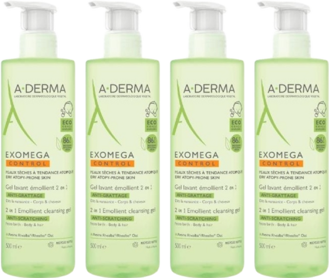 A-DERMA 艾芙美 新葉益護佳洗髮沐浴精, 500ml, 4瓶