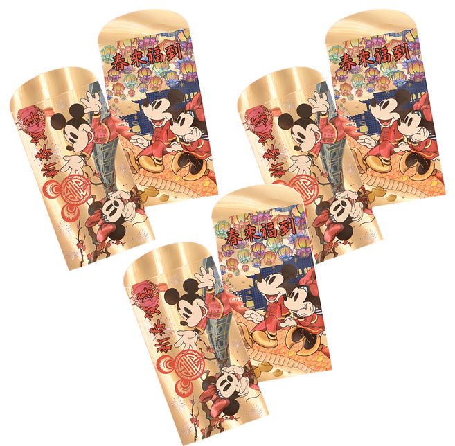 MICKEY MOUSE 米奇 新春紅包袋 台灣製 紙質 尺寸20x9x0.2cm, 6個