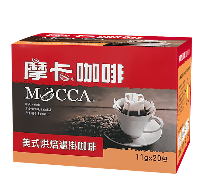 MOCCA 摩卡 美式烘焙濾掛咖啡, 11g, 20包, 1盒