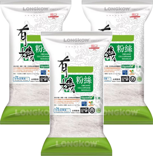 龍口 有機粉絲, 175g, 3包