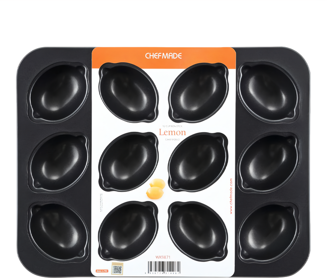 CHEFMADE 學廚 烘焙廚房系列 12連不粘檸檬蛋糕模, 黑色, 1個