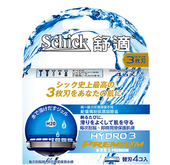 Schick 舒適牌 水次元 三刀片, 4入, 1組