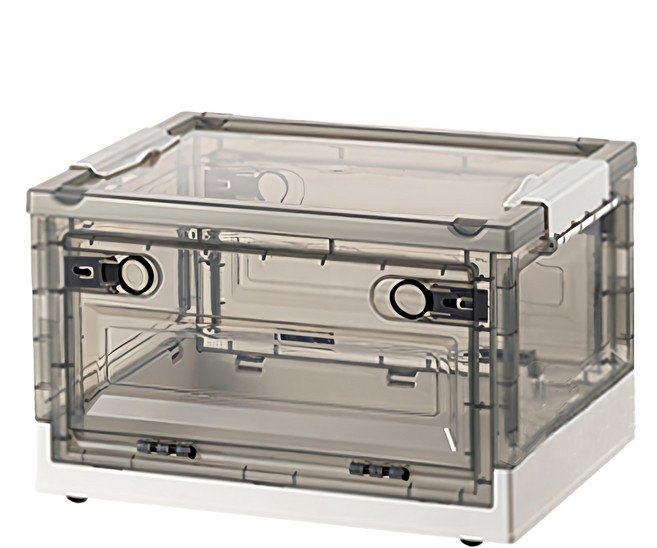 Mega 莫蘭迪雙開式可折疊滑輪收納箱 衣物收納箱 整理箱 儲物箱 露營 玩具收納 大容量 27L, 茶綠色, 1個