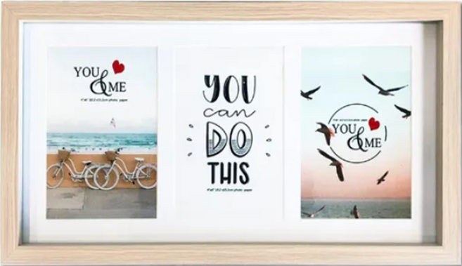 歐風相框 MDF表面貼皮 玻璃MDF背板, 淺木色, 1組