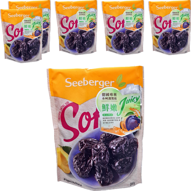 德國 Seeberger 天然去籽軟黑棗, 200g, 6包
