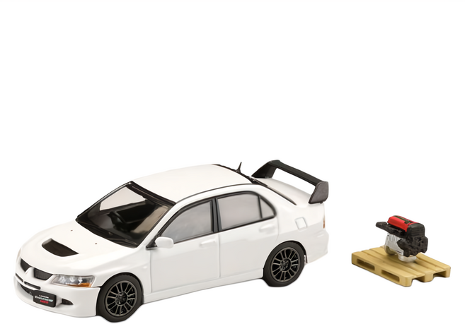 Hobby JAPAN 1/64 三菱 MITSUBISHI LANCER EVOLUTION 8 MR GSR 白色+ 展示引擎模型, 1個