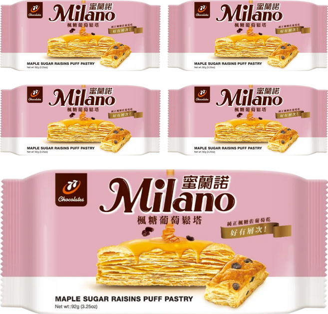 77 Milano 蜜蘭諾楓糖葡萄鬆塔 純正楓糖佐葡萄乾, 92g, 5包
