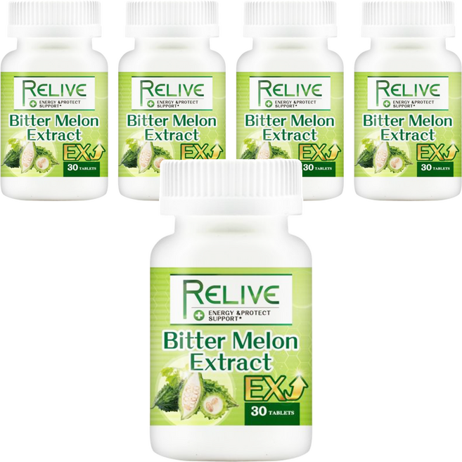 RELIVE 山苦瓜膠囊EX, 30顆, 500mg, 5罐
