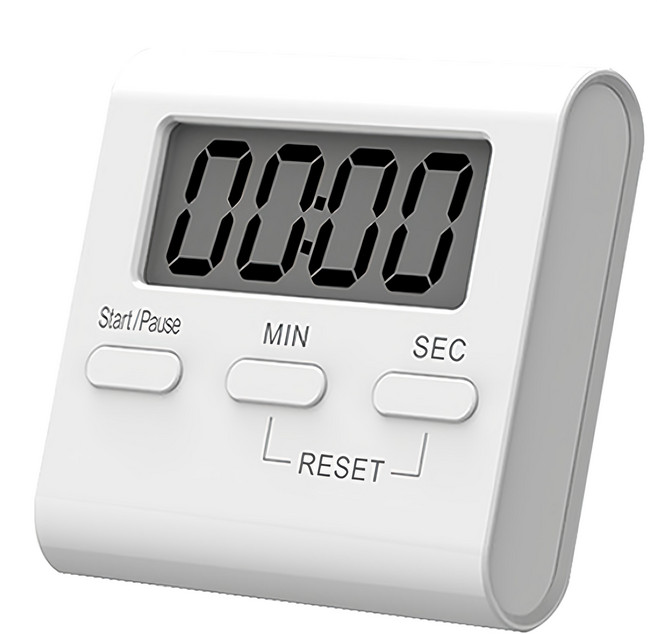 LifeShopping 電子計時器 99分59秒 56x54x14mm LCD顯示 40x26mm, 三按鍵款 白色, 1個
