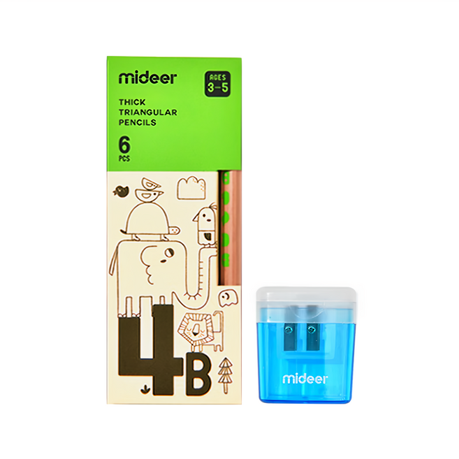 mideer 兒童專用三角鉛筆 4B, 顏色隨機, 1組