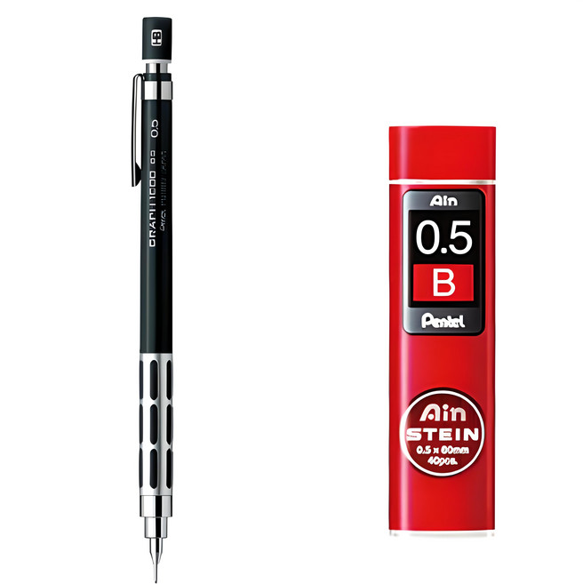 Pentel 飛龍文具 Graph 1000 CS 自動鉛筆 + Ain Stein 鉛筆芯組合, 0.5mm, 1個
