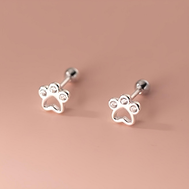 hermosa j 迷你腳掌方晶鋯石穿刺耳環 E082 + 收納盒