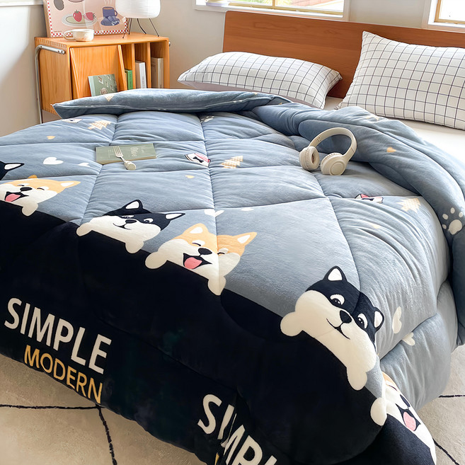 LoveCity 寢城之戀 台灣製 石墨烯黑科技 超保暖重磅雙面法蘭絨暖暖被(柴犬/150x200公分), 柴犬 藍色