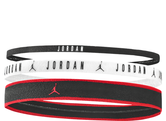 NIKE 耐吉 JORDAN 喬丹 混搭式髮帶 3入組 ELASTIC Dri-FIT, 黑白色, 1組