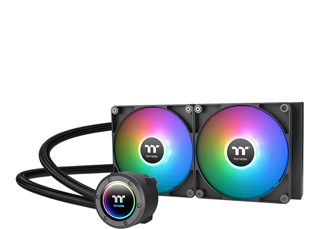 thermaltake 曜越 TH280 V2 ARGB Sync 主板連動水冷散熱器 高效能銅底板設計, CL-W375-PL14SW-A, 黑色, 1個