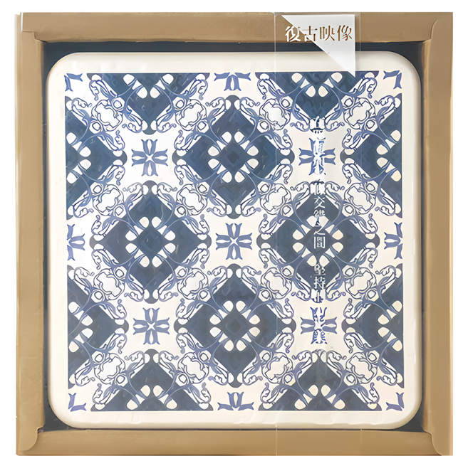 MBM MIT花磚珪藻土 吸水杯墊 萬用墊組 5個 復古映像 藍色 + 白色 10 x 10 x 1.2cm