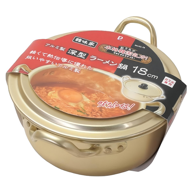 PEARL LIFE 珍珠金屬 Hanjike系列 鋁製拉麵鍋, 18cm, 金色, 1個