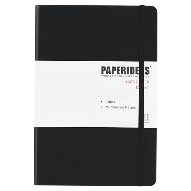 PAPERIDEAS A5 硬皮空白筆記本, 黑色, 1本