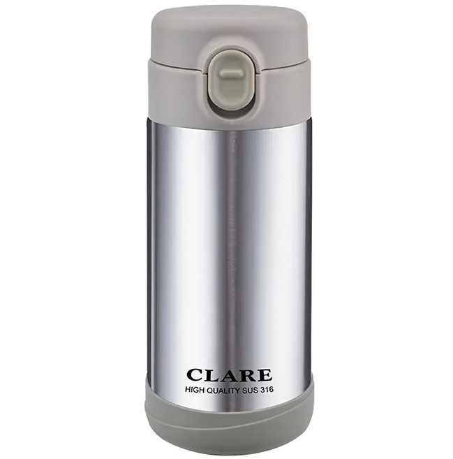 CLARE 316陶瓷彈跳保溫杯 CL-374235-1, 銀色, 350ml, 1個