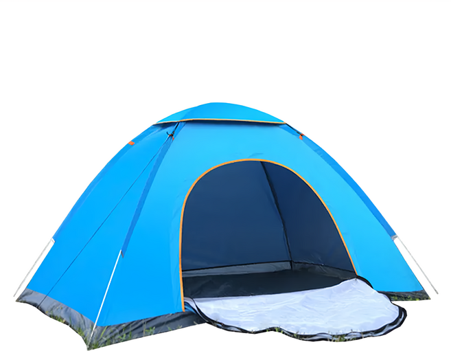 露營帳篷 雙開門 便攜式折疊, 藍色, 3-4人