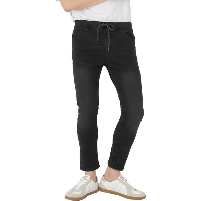 CARET 男款 彈性綁帶九分牛仔褲