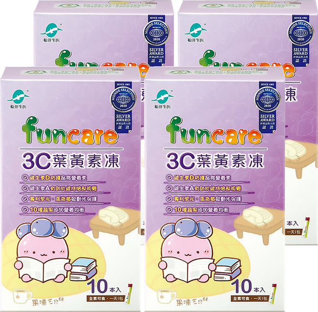 funcare 船井生醫 3C葉黃素凍 果凍三兄妹美莓款, 10條, 150g, 4盒