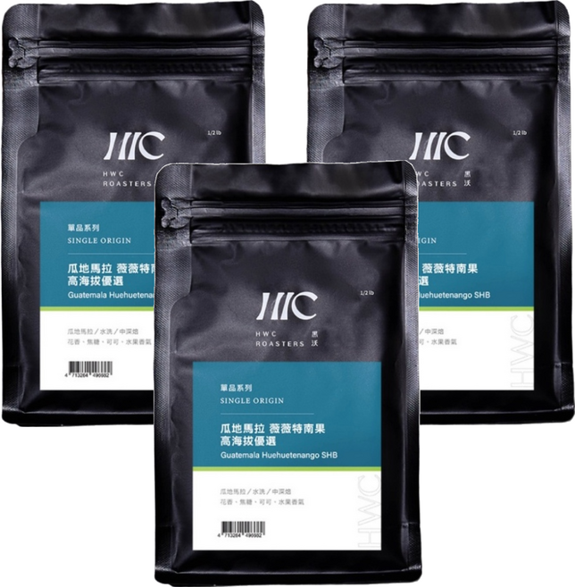 HWC 黑沃咖啡 單品系列 瓜地馬拉 薇薇特南果 高海拔優選咖啡豆, 227g, 3包